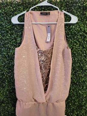 Women Apt. 9 Blush Pink Sleeveless Overlay Top (Size Large)
